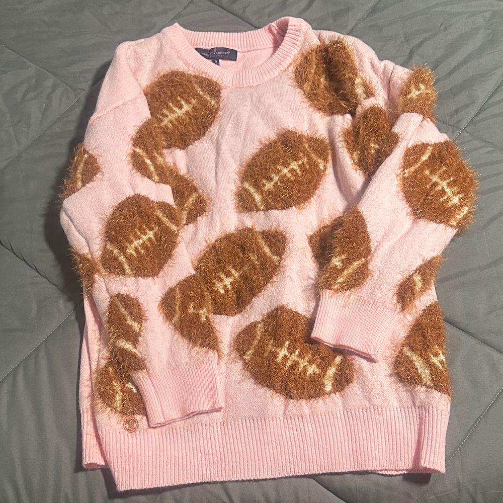 Simply Southern Pink and Brown Football Sweater